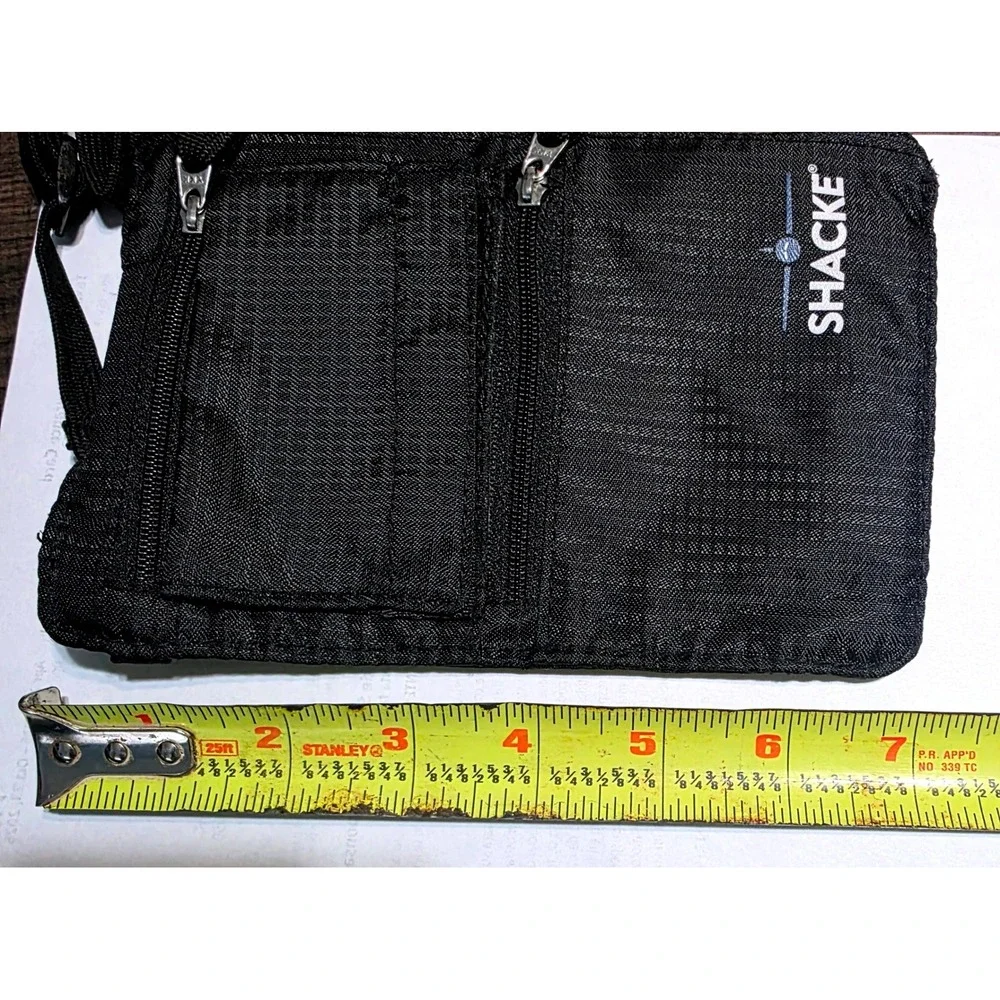 Shacke Black Nylon Travel Neck‎ Wallet Passport Holder RFID Blocking Pouch Bag
